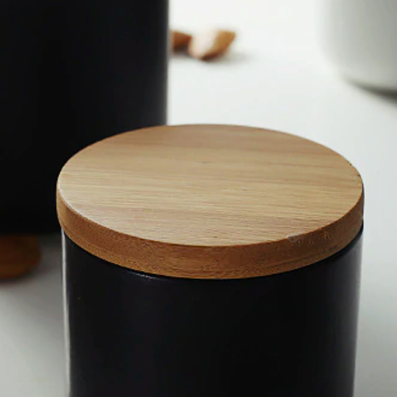 Wszechstronny słoik kuchenny do przechowywania żywności z drewnianą hermetyczny pokrywką