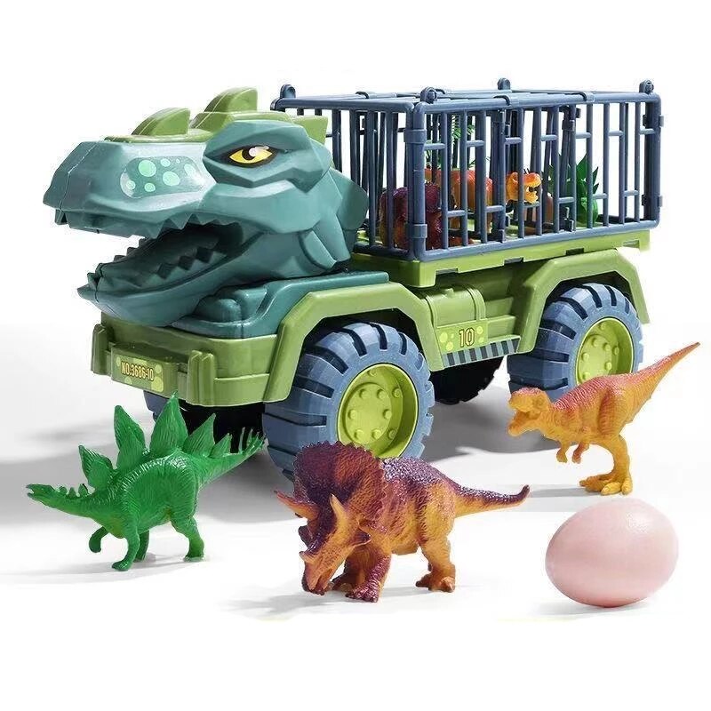 Wibrujący wielobarwny zestaw zabawek dla dzieci z dinozaurami i ciężarówką
