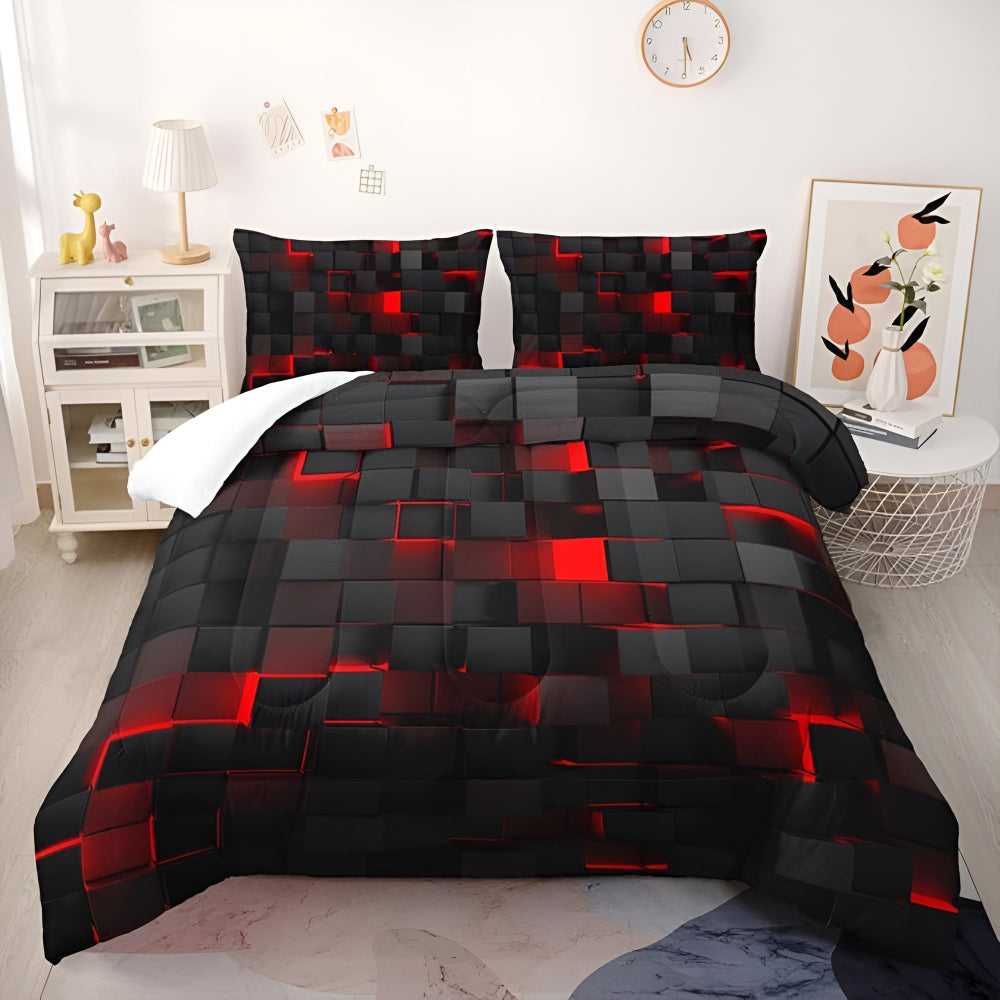 Geometryczna Pościel 3D Komplet - 3 Elementy Neonowy Wzór