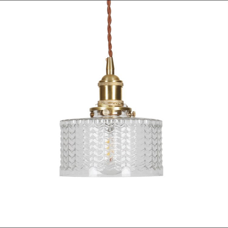 Okrągła szklana lampa wisząca w stylu japońskim z mosiężnym wykończeniem