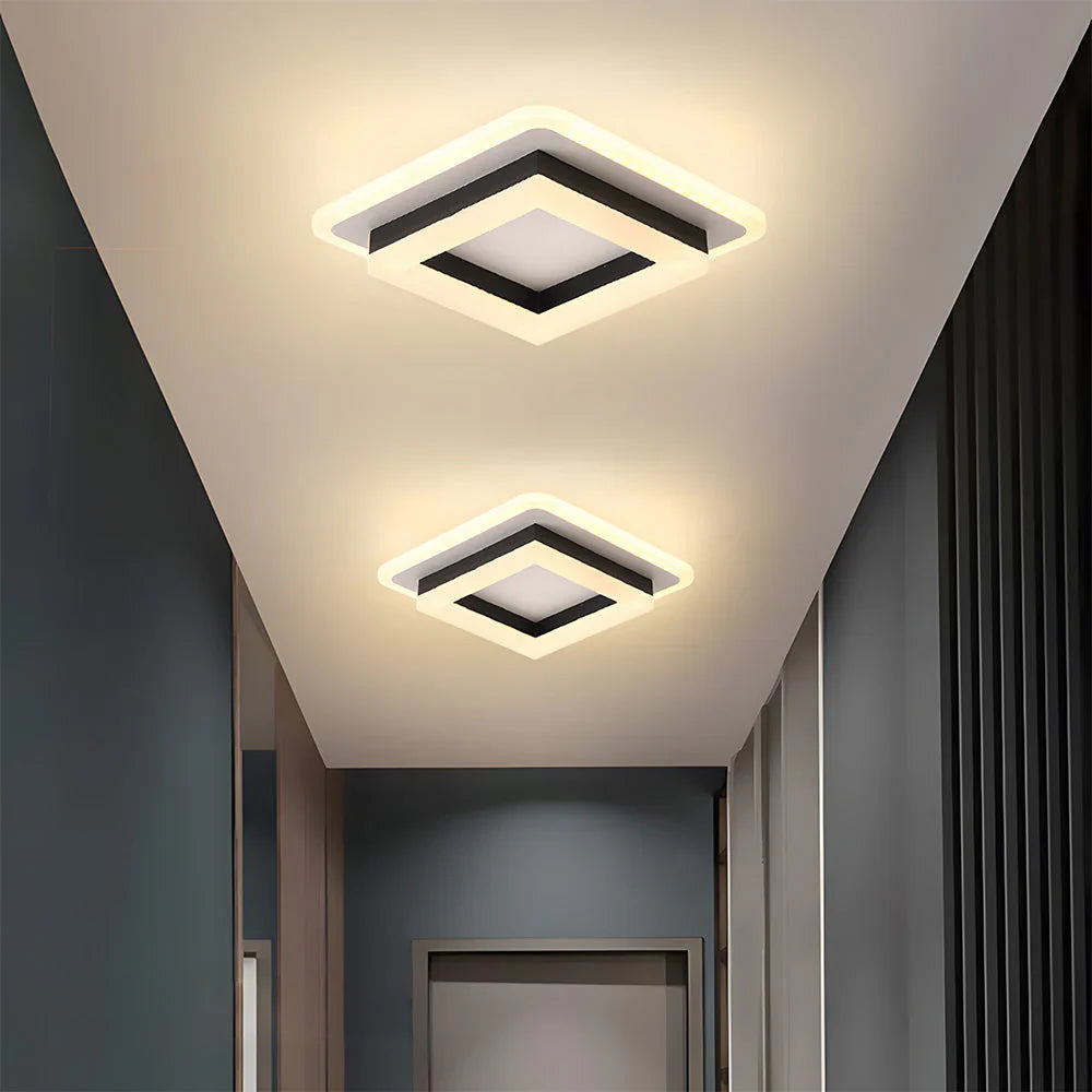Geometryczna lampa sufitowa do montażu podtynkowego o kwadratowym kształcie