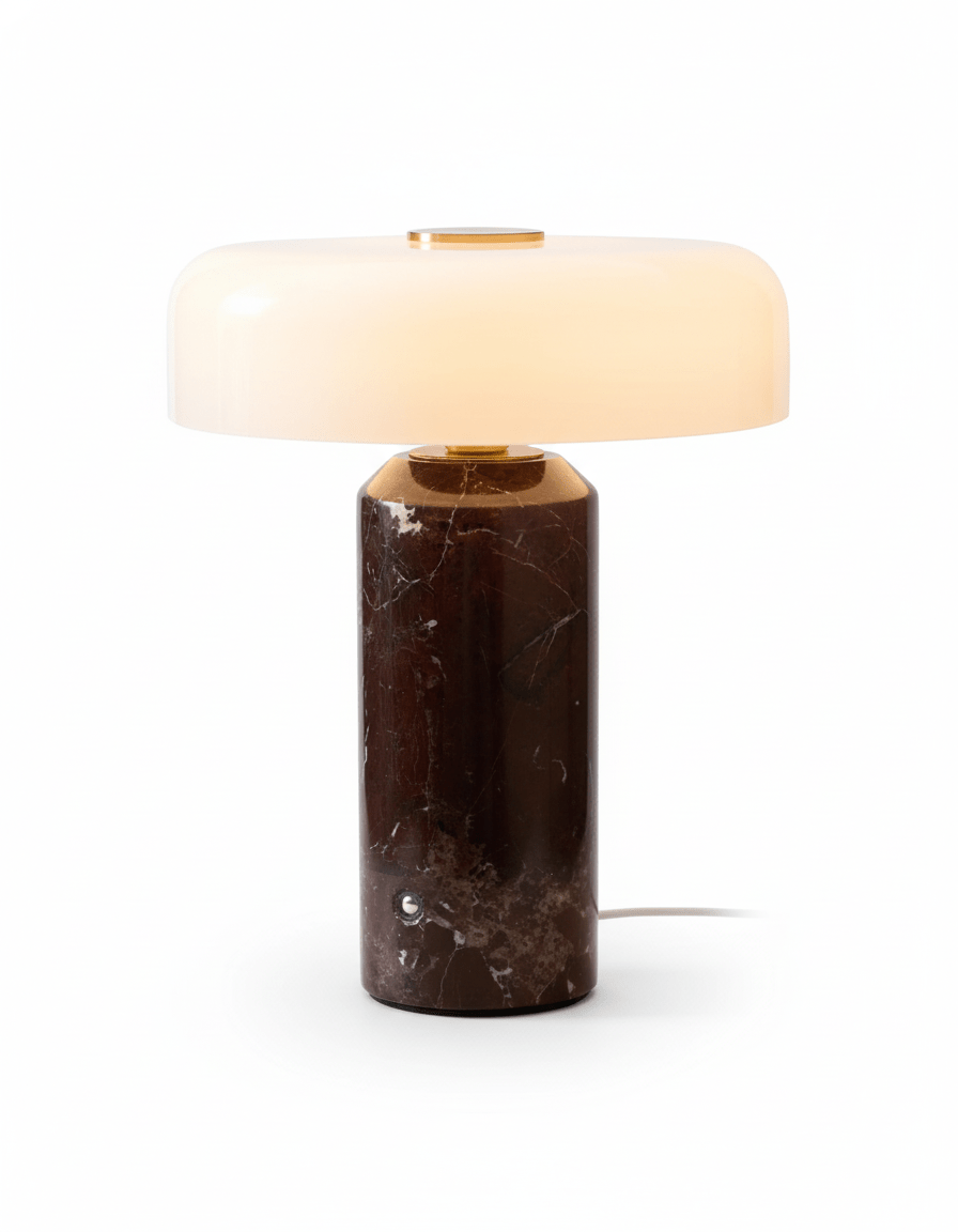 Nowoczesna lampa stołowa z marmurową podstawą i dotykowym sterowaniem LED
