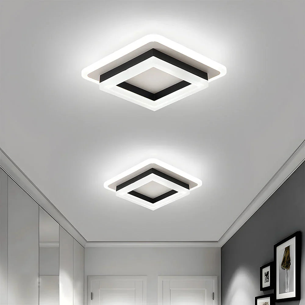 Geometryczna lampa sufitowa do montażu podtynkowego o kwadratowym kształcie