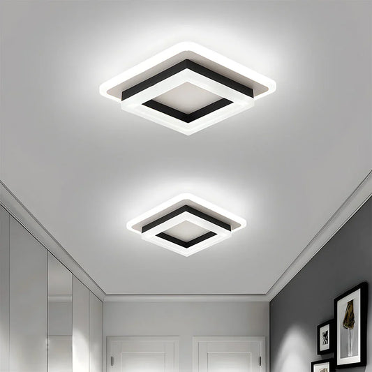 Geometryczna lampa sufitowa do montażu podtynkowego o kwadratowym kształcie