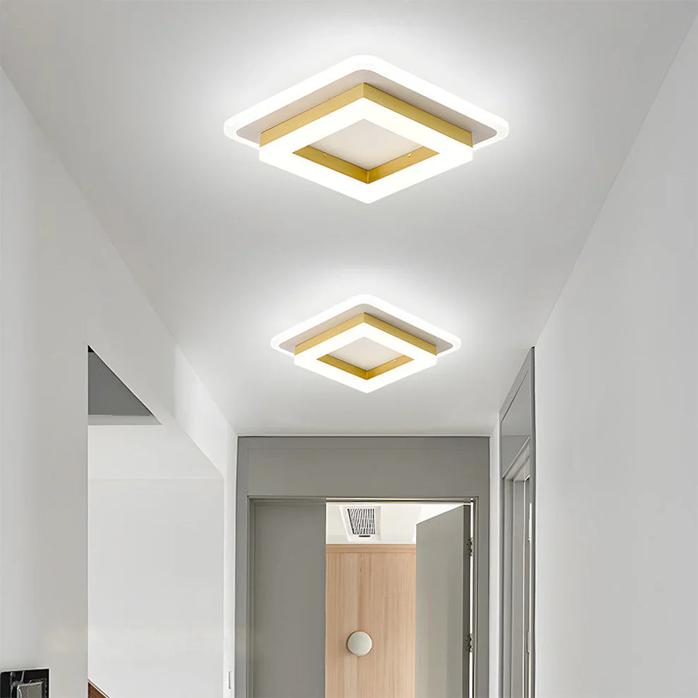Geometryczna lampa sufitowa do montażu podtynkowego o kwadratowym kształcie