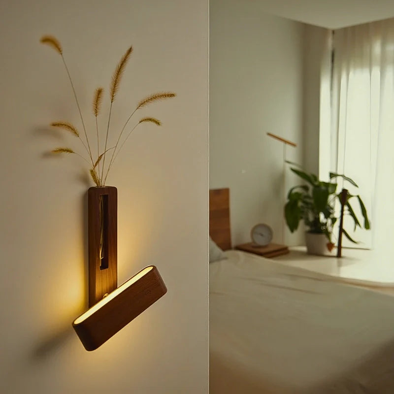 Nowoczesna lampa obrotowa z wazonem – kinkiet z dotykowym sterowaniem