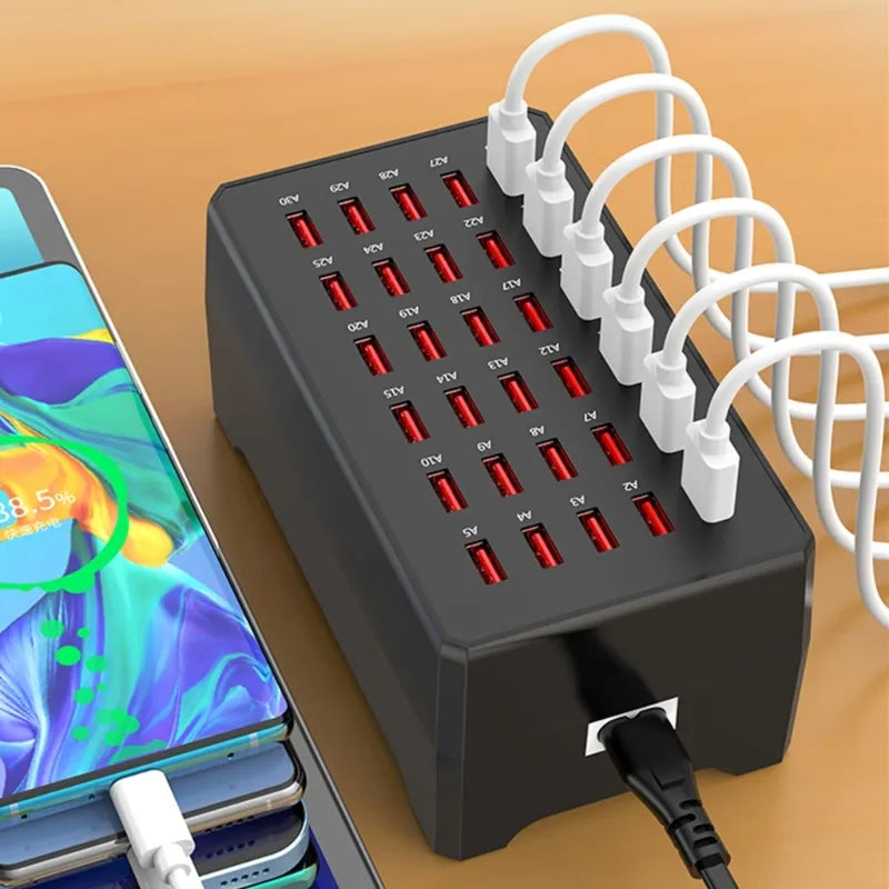 Wydajna 30-portowa stacja ładująca USB – Wielofunkcyjny hub do szybkiego ładowania urządzeń