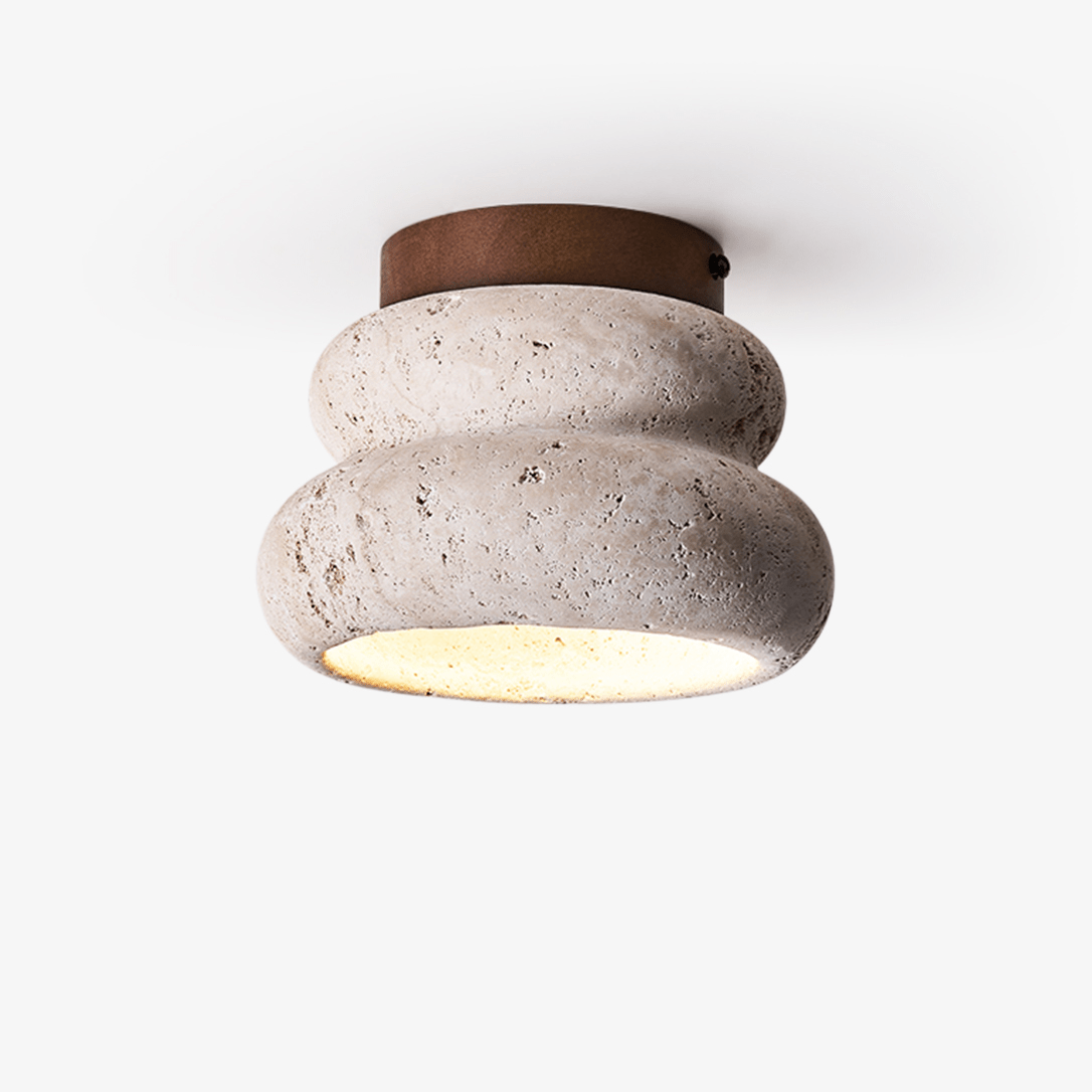 Rzeźbiona lampa sufitowa imitująca kamień