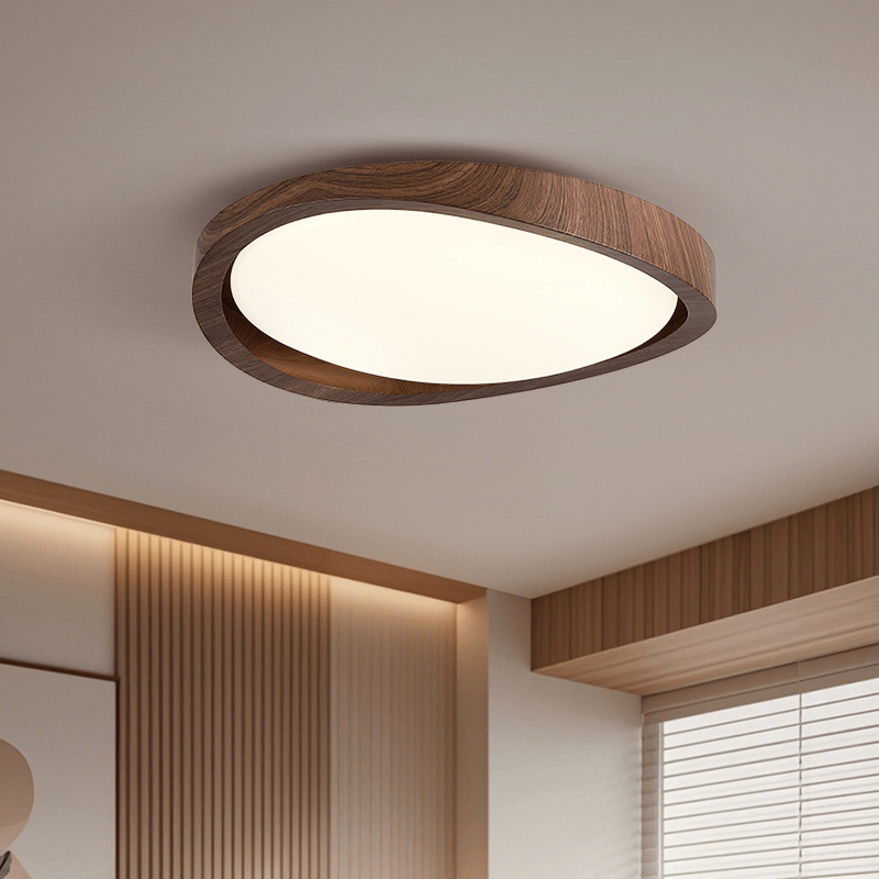 Nowoczesna lampa sufitowa LED z zaokrąglonymi krawędziami w stylu orzechowym