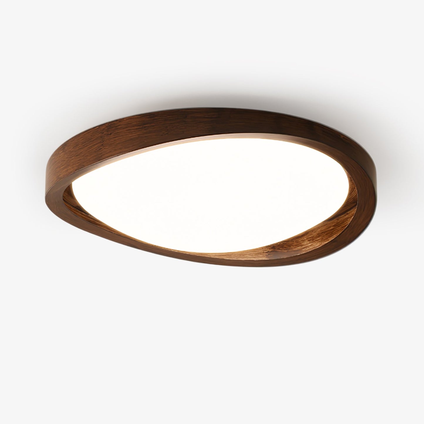 Nowoczesna lampa sufitowa LED z zaokrąglonymi krawędziami w stylu orzechowym