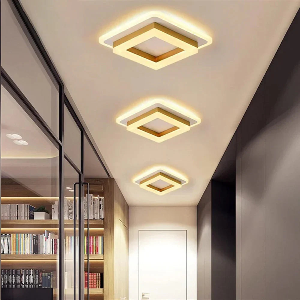Geometryczna lampa sufitowa do montażu podtynkowego o kwadratowym kształcie