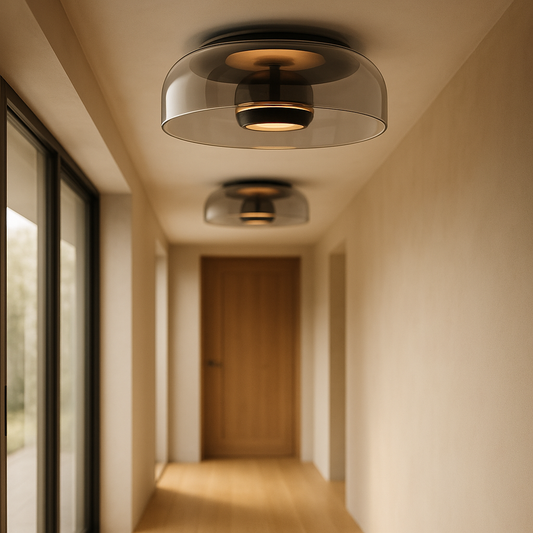 Nowoczesna lampa sufitowa LED z przyciemnianym szkłem