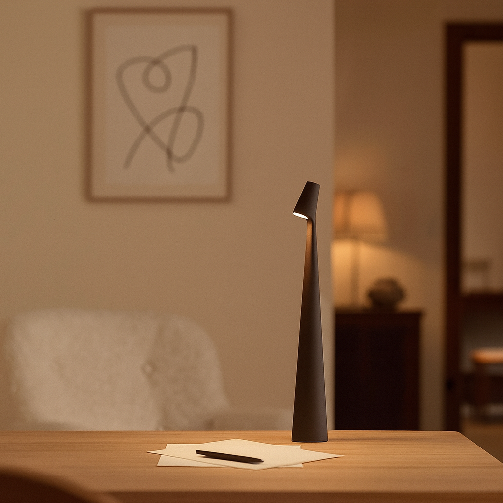 Bezprzewodowa lampa stołowa w stylu skandynawskim z portem USB do ładowania