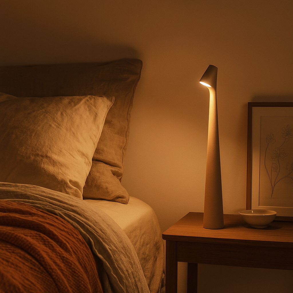 Bezprzewodowa lampa stołowa w stylu skandynawskim z portem USB do ładowania