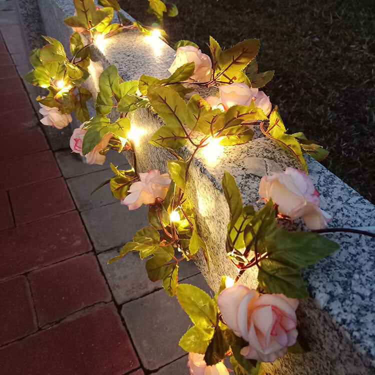 Wodoodporna lampa zewnętrzna LED z łańcuchem świetlnym w kształcie róż