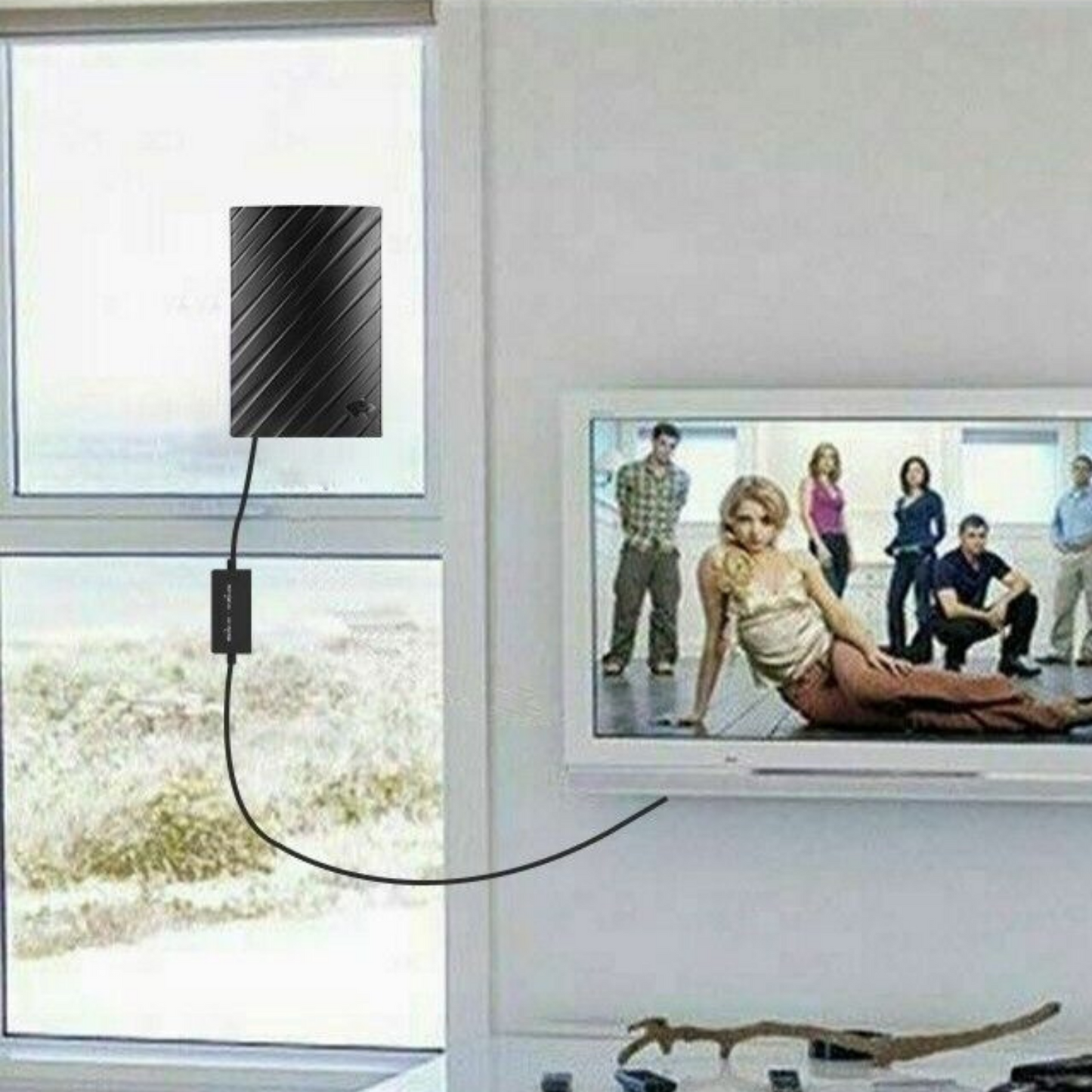 Antena TV Wewnętrzna DVB-T2 4K HD – Duży Zasięg, Wzmacniacz Sygnału, Cyfrowa Antena Pokojowa