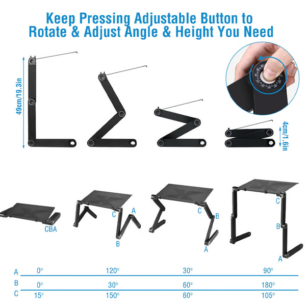 Regulowany uniwersalny obrotowy stojak na laptopa 360° slim