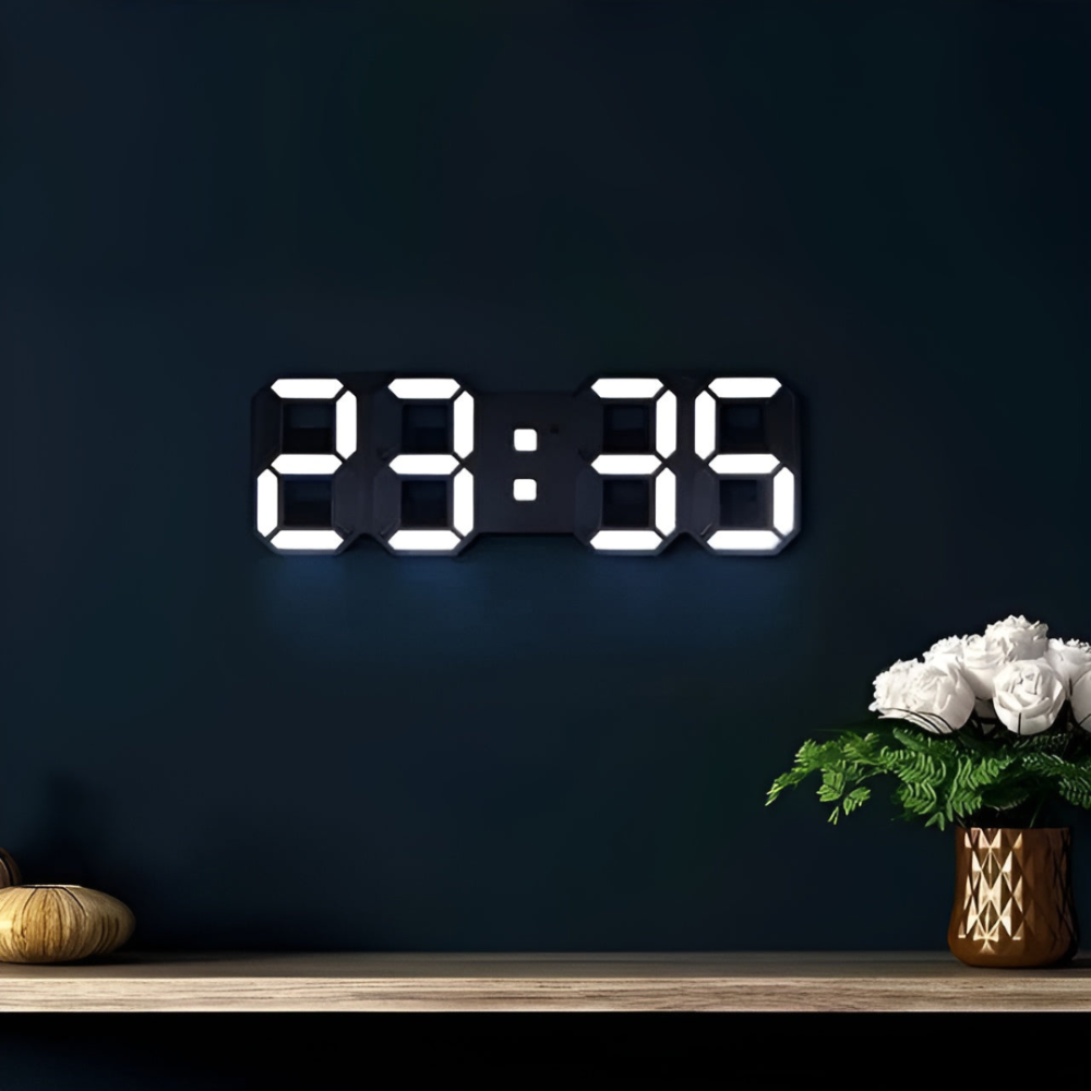 Minimalistyczny smukły jasny nowoczesny zegar ścienny LED