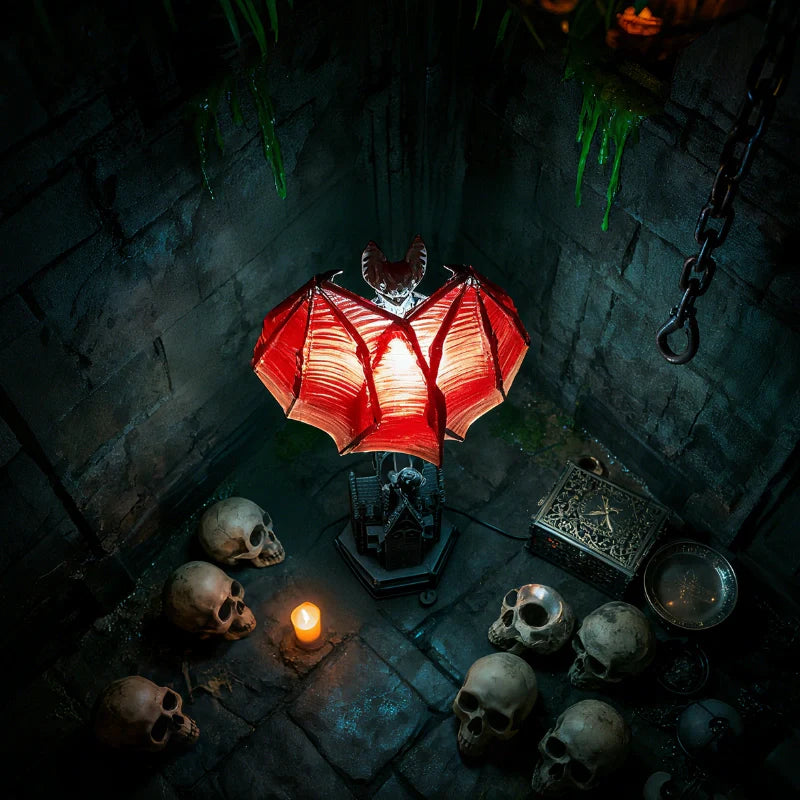 Gotycka Lampa Stołowa Nietoperz LED