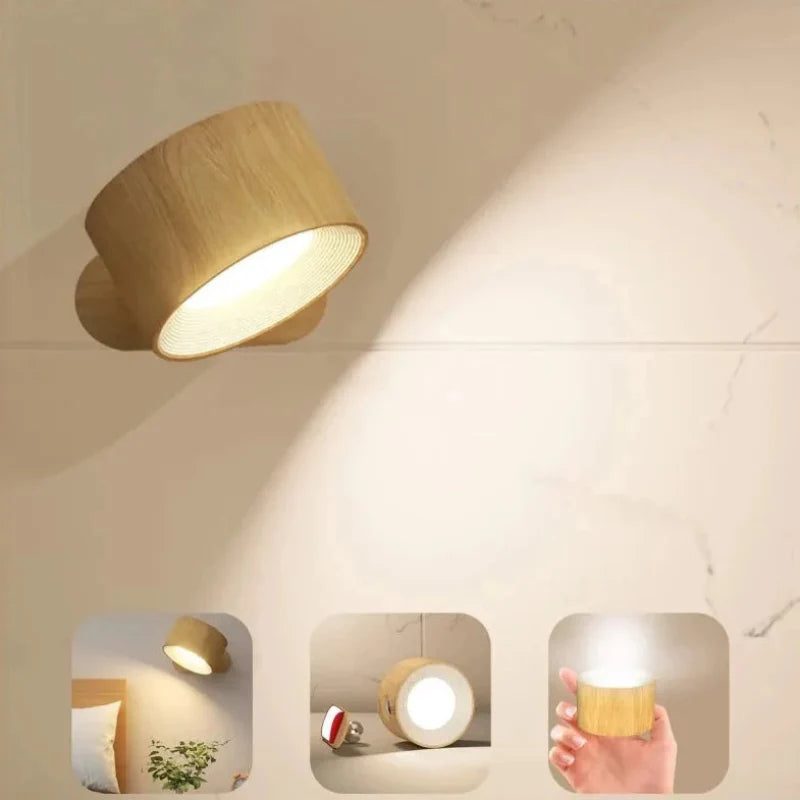 Magnetic LED Wall Lamp with Rechargeable and Adjustable 360° Head