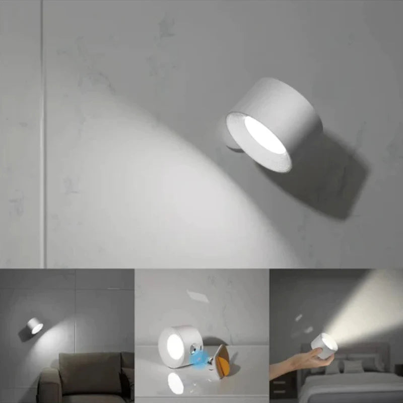 Magnetic LED Wall Lamp with Rechargeable and Adjustable 360° Head