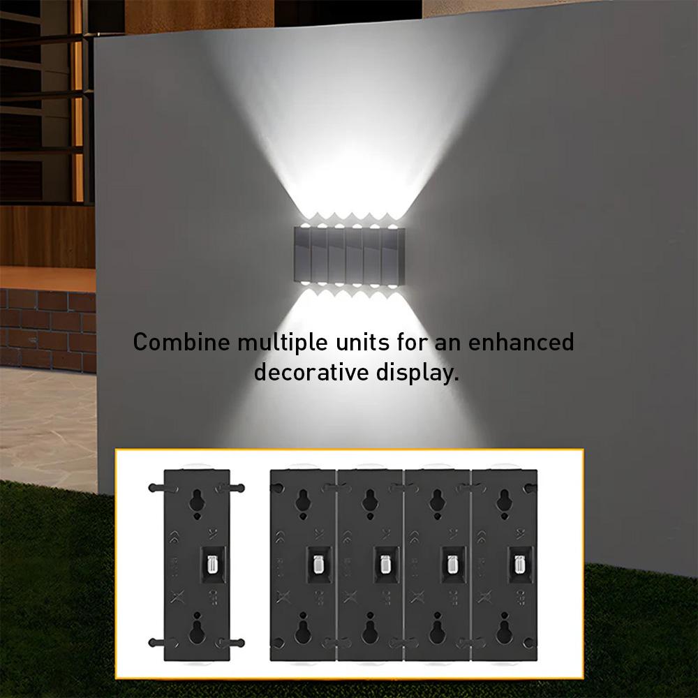 Nowoczesna lampa ścienna zewnętrzna z oświetleniem słonecznym w górę i w dół