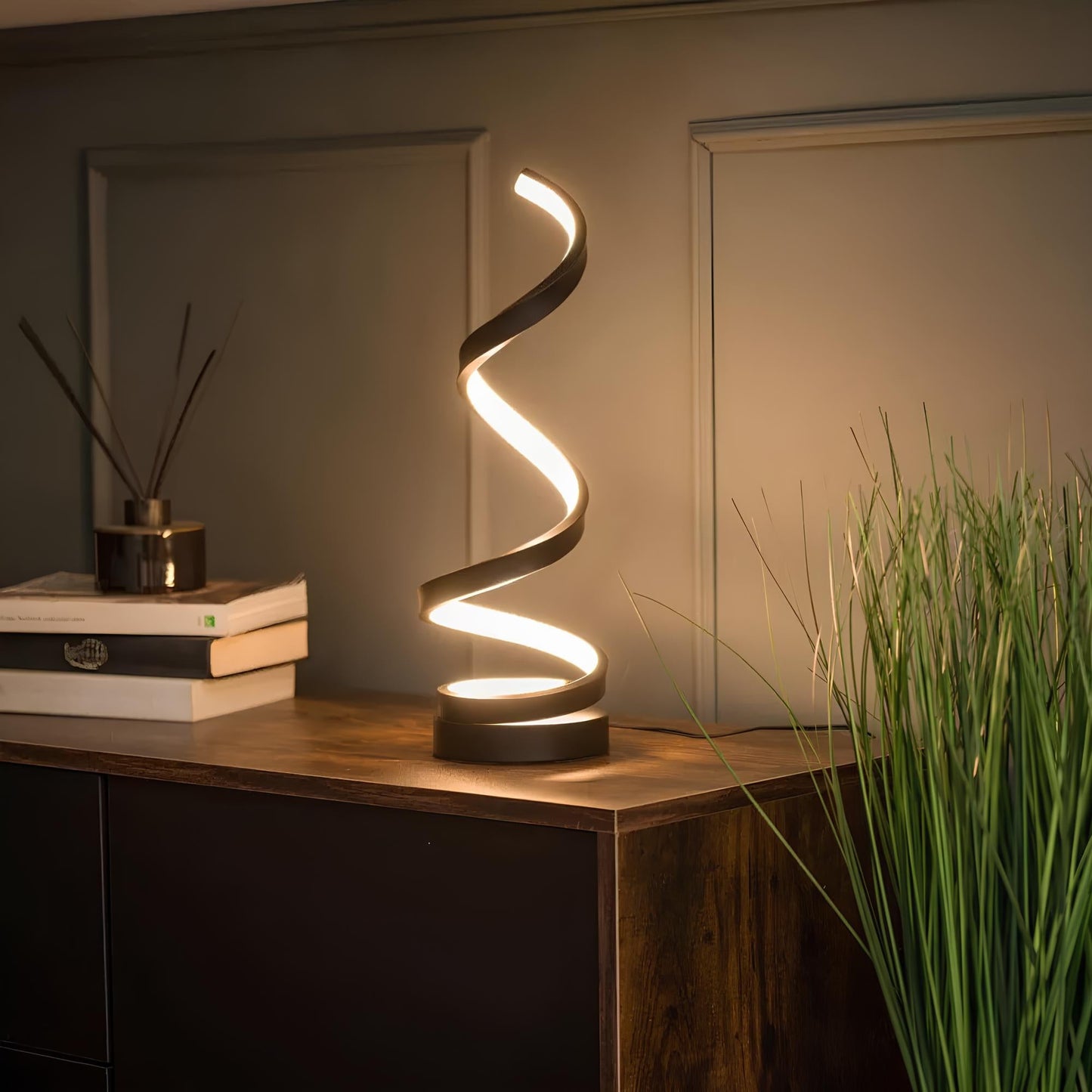 Spiralna lampa stołowa LED nowoczesny design regulacja jasności