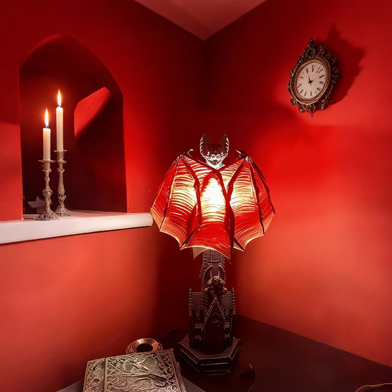 Gotycka Lampa Stołowa Nietoperz LED