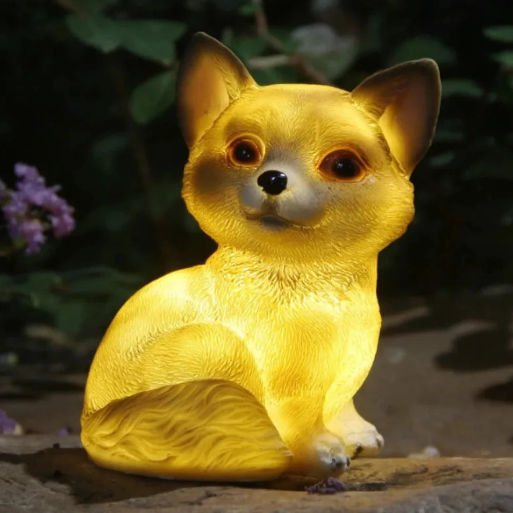 Decorative LED garden lamp with animal motif, solar powered