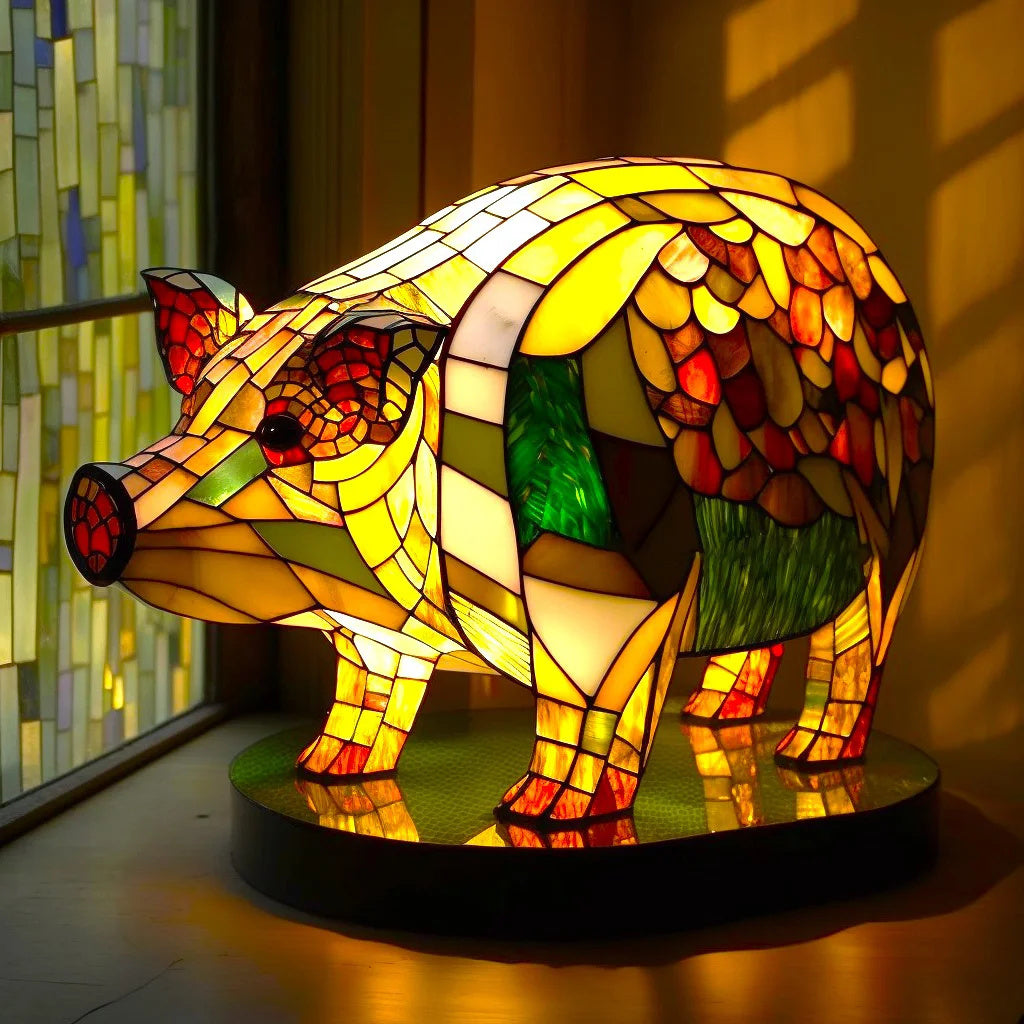 Decorative glass animal table lamp - Emitting warm light