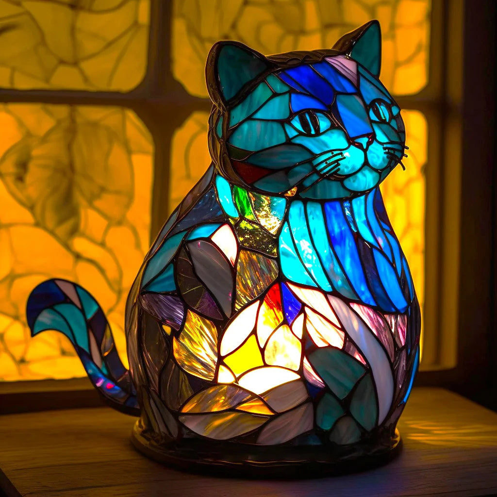 Decorative artistic multicolored glass animal table lamp