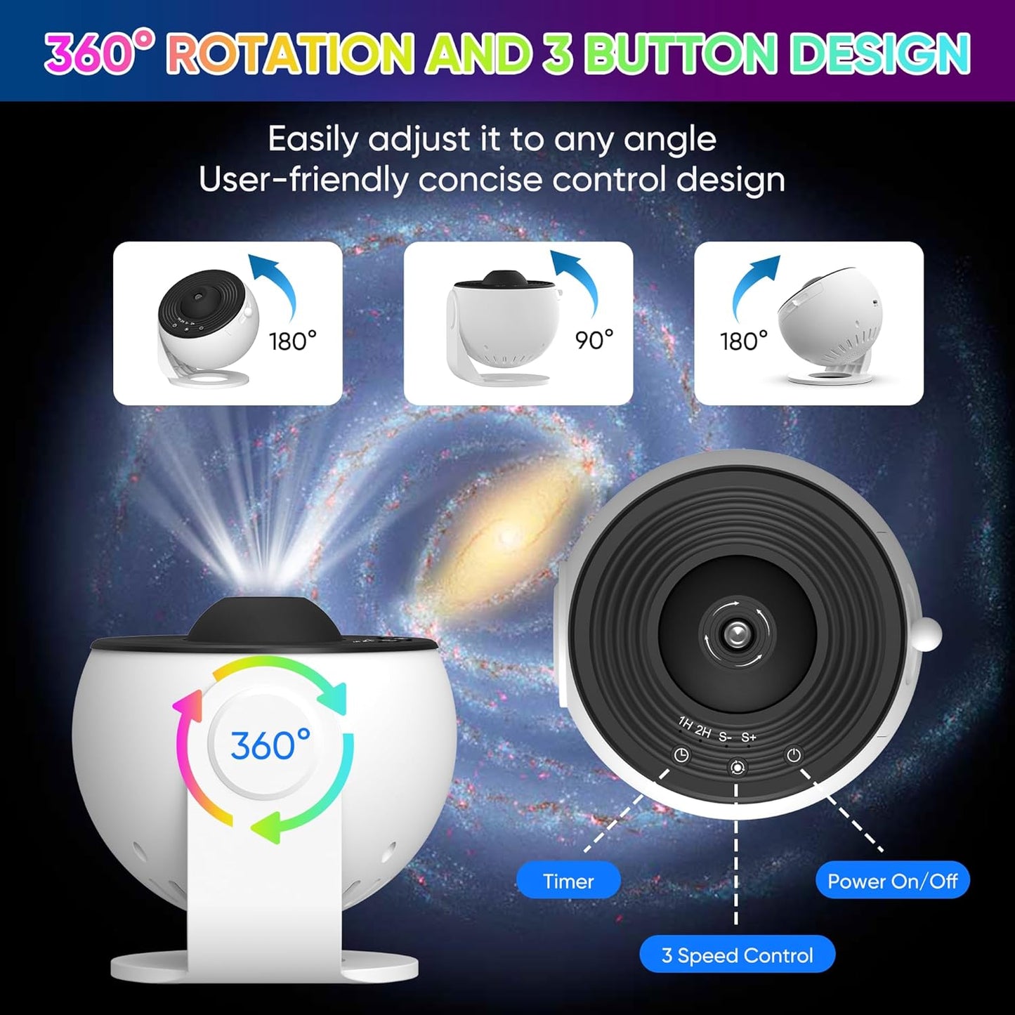 Magiczny zachwycający projektor gwiazd LED 360° obrotowy