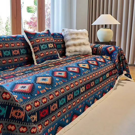 Stylowy pokrowiec na kanapę w stylu bohemy  – Retro osłona mebli