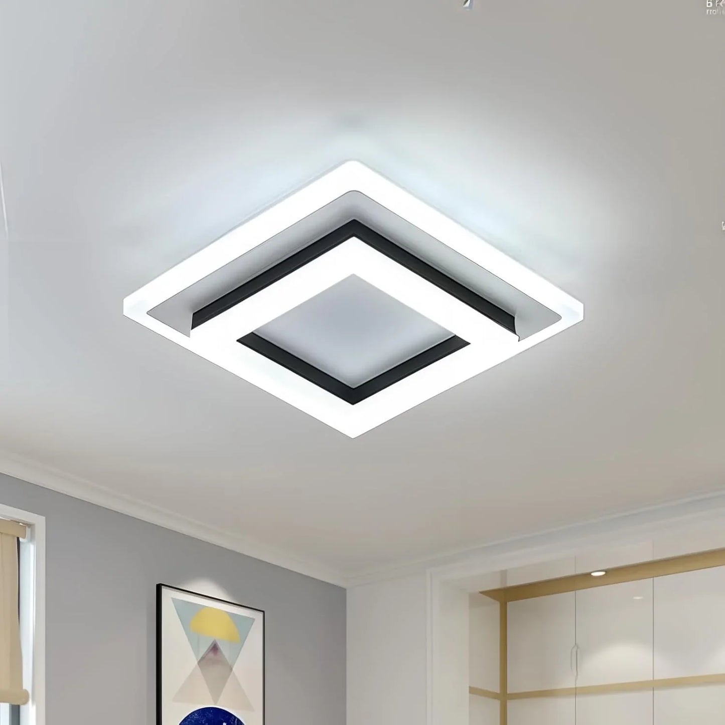 Geometryczna lampa sufitowa do montażu podtynkowego o kwadratowym kształcie