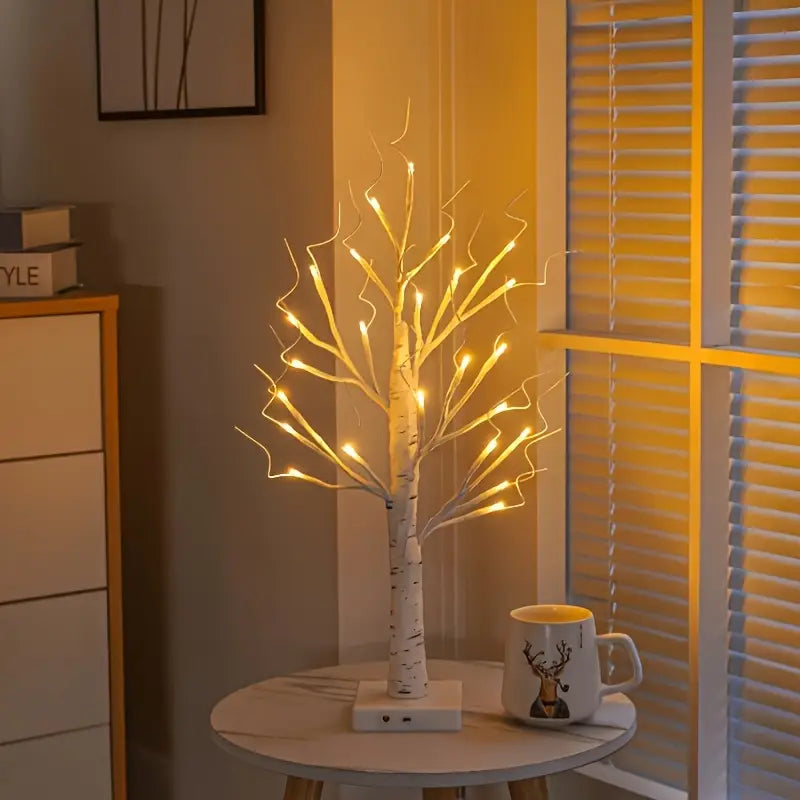 Dekoracyjne lampki LED w kształcie brzozy – zestaw 2 sztuki, USB