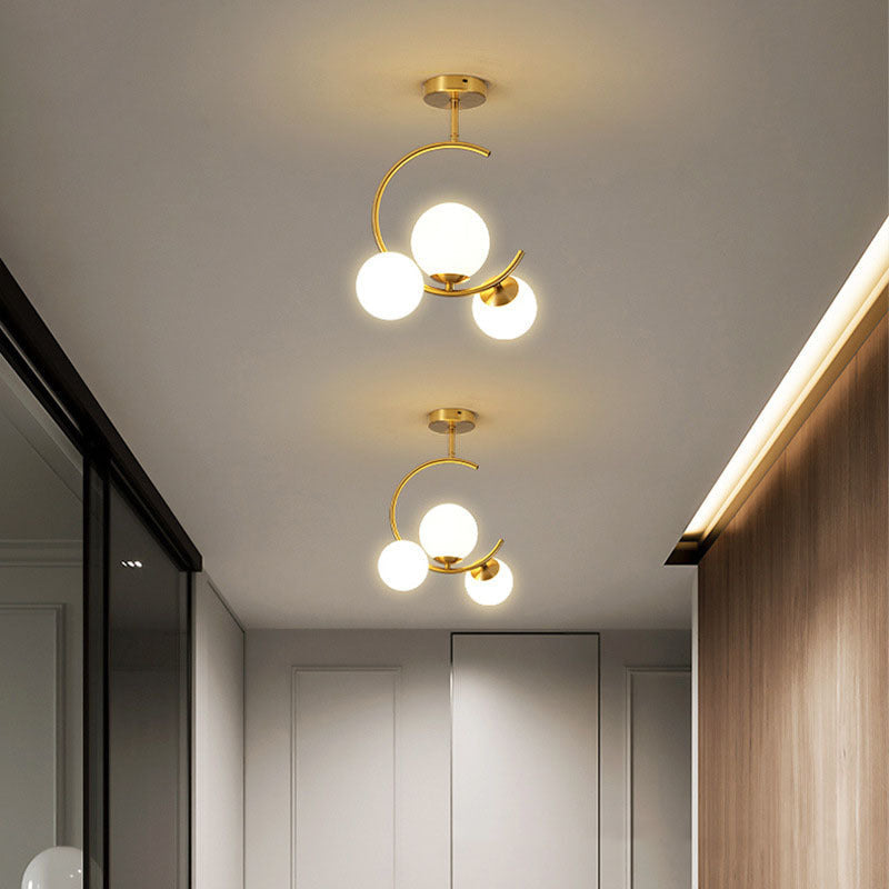 Skandynawska lampa sufitowa LED w kształcie kuli, montowana częściowo wpuszczana