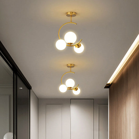 Skandynawska lampa sufitowa LED w kształcie kuli, montowana częściowo wpuszczana