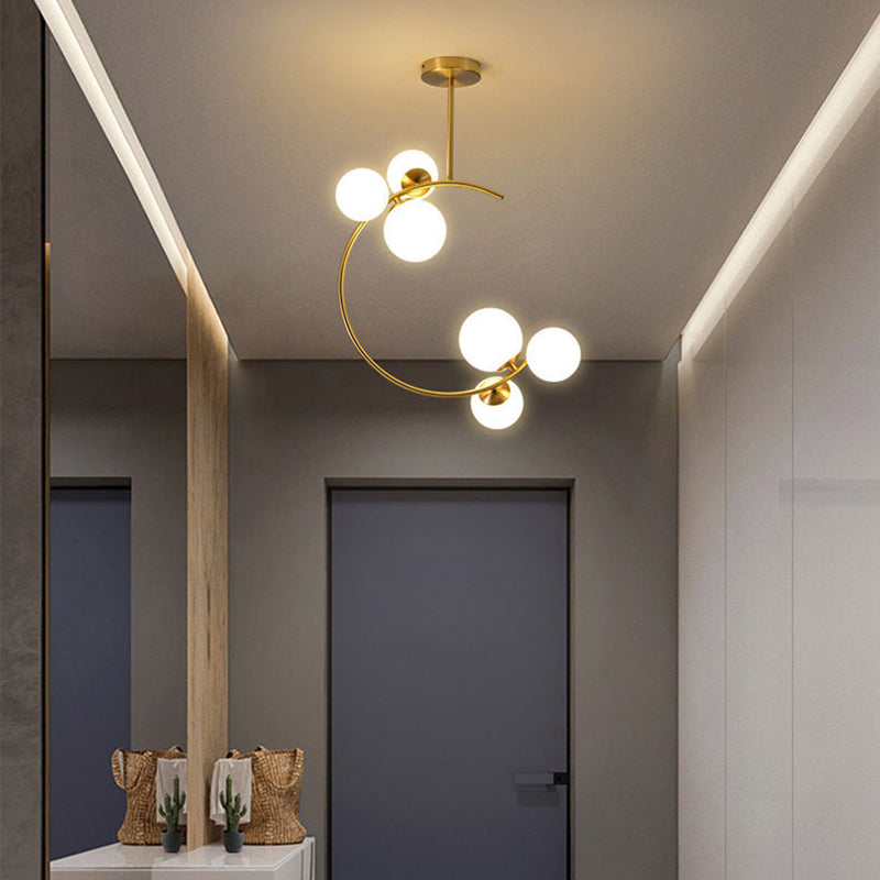 Skandynawska lampa sufitowa LED w kształcie kuli, montowana częściowo wpuszczana