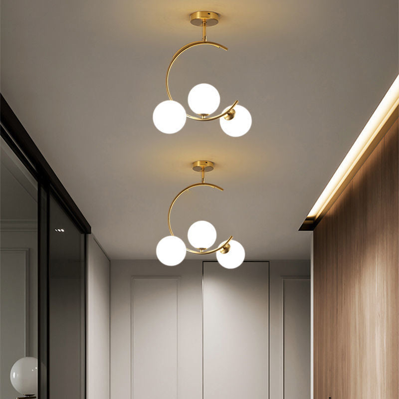 Skandynawska lampa sufitowa LED w kształcie kuli, montowana częściowo wpuszczana