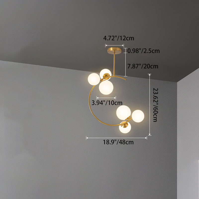 Skandynawska lampa sufitowa LED w kształcie kuli, montowana częściowo wpuszczana