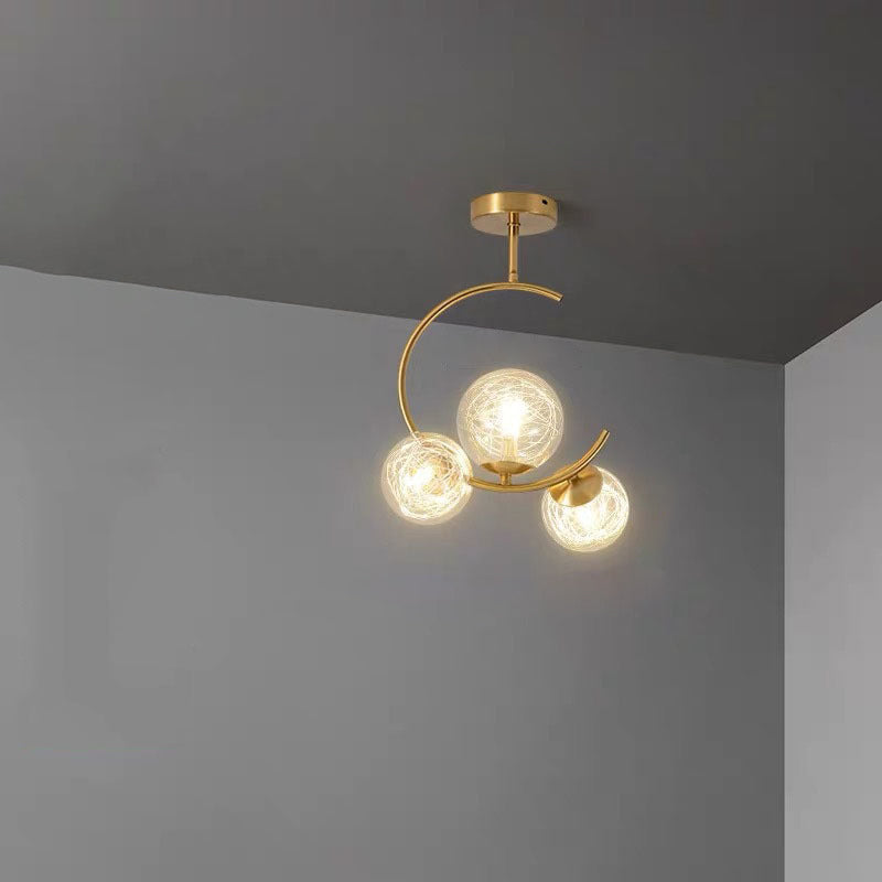Skandynawska lampa sufitowa LED w kształcie kuli, montowana częściowo wpuszczana