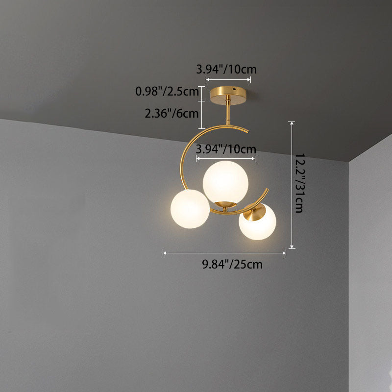 Skandynawska lampa sufitowa LED w kształcie kuli, montowana częściowo wpuszczana