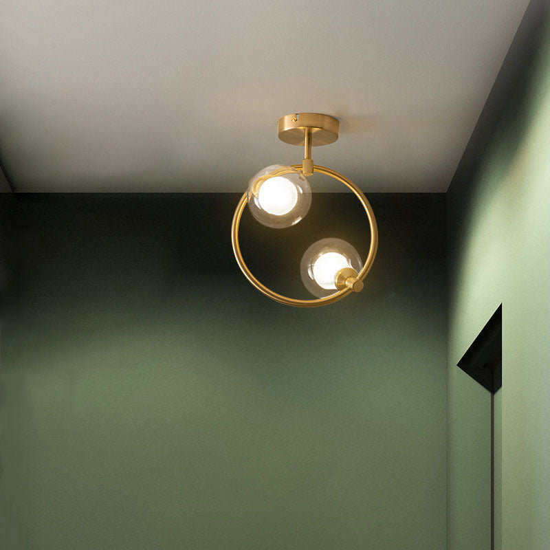 Skandynawska lampa sufitowa LED w kształcie kuli, montowana częściowo wpuszczana