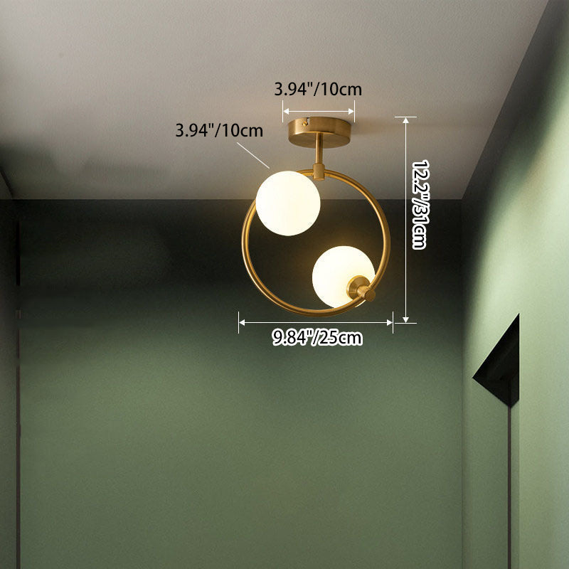 Skandynawska lampa sufitowa LED w kształcie kuli, montowana częściowo wpuszczana