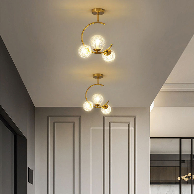 Skandynawska lampa sufitowa LED w kształcie kuli, montowana częściowo wpuszczana