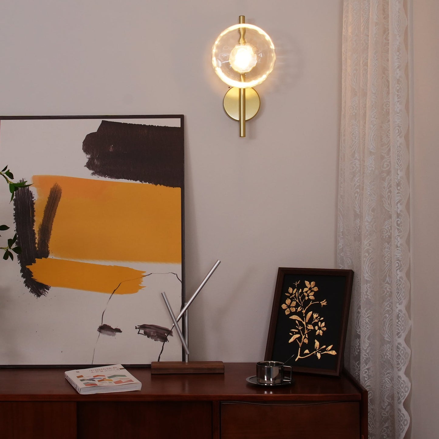 Nordycka falista szklana kinkiet LED Nowoczesna lampa ścienna do wnętrz