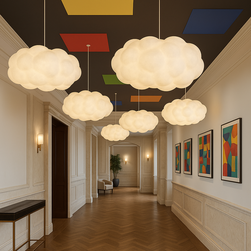 Subtelna nowoczesna lampa wisząca LED chmura