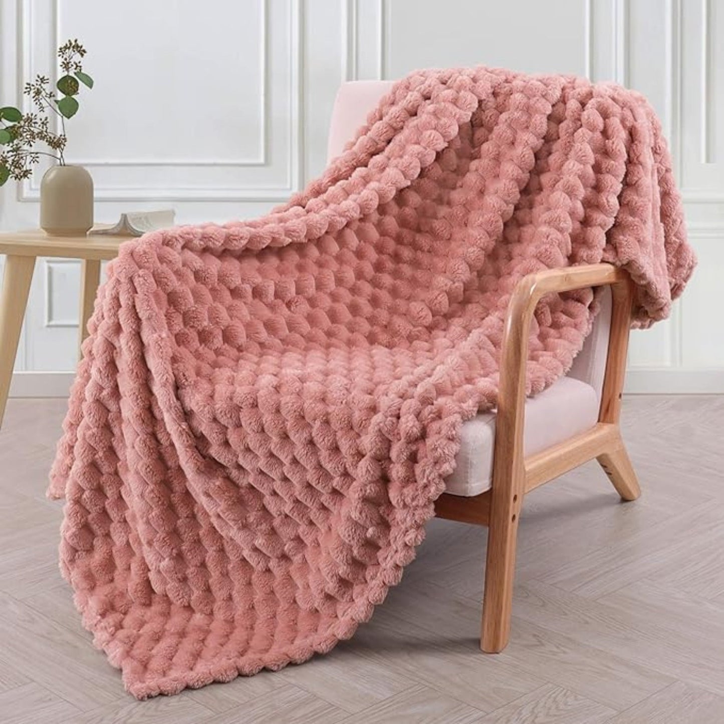 Luxurious warm cozy fluffy blanket for sofa and bedroom