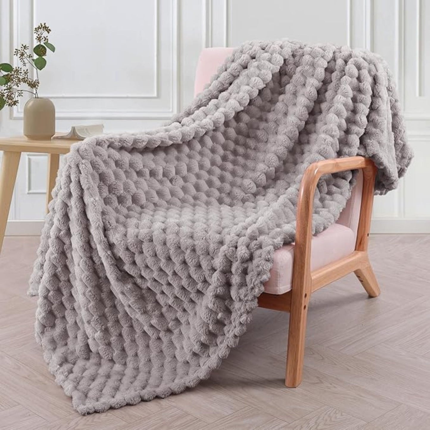 Luxurious warm cozy fluffy blanket for sofa and bedroom
