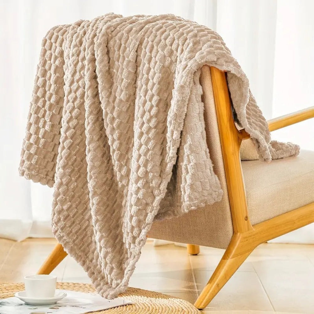 Luxurious warm cozy fluffy blanket for sofa and bedroom
